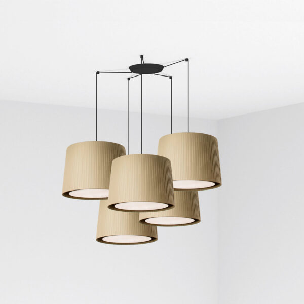 Faro Barcelona SAMBA Κρεμαστό 5Φωτο Φωτιστικό Πράσινου Χρώματος – 64314-46-5L