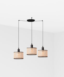 Faro Barcelona MAMBO Κρεμαστό 3Φωτο Φωτιστικό Μαύρου-Ρατταν Χρώματος- 64314-47-3L