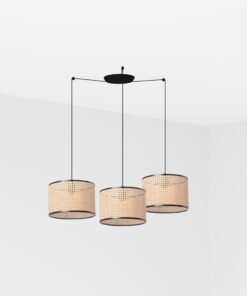 Faro Barcelona MAMBO Κρεμαστό 3φωτο Φωτιστικό Μαύρου Ρατταν Χρώματος – 64314-48-3L