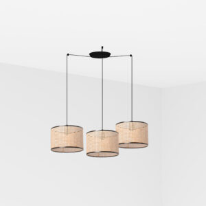 Faro Barcelona MAMBO Κρεμαστό 3φωτο Φωτιστικό Μαύρου Ρατταν Χρώματος – 64314-48-3L