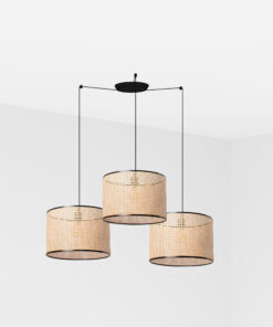 Faro Barcelona MAMBO Κρεμαστό 3Φωτο Φωτιστικό Μαύρου-Ρατταν Χρώματος – 64314-49-3L