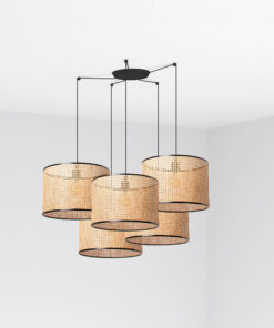 Faro Barcelona MAMBO Κρεμαστό 5Φωτο Φωτιστικό Μαύρου-Ρατταν Χρώματος- 64314-49-5L