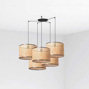 Faro Barcelona MAMBO Κρεμαστό 5Φωτο Φωτιστικό Μαύρου-Ρατταν Χρώματος- 64314-49-5L