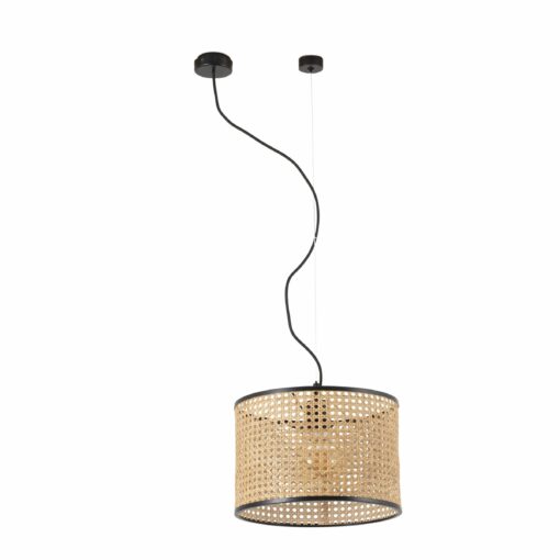 Κρεμαστό Φωτιστικό Vintage Mambo Μονόφωτο Μαύρο-Rattan E27 ø320 FARO – 64315-48