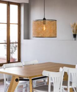 Κρεμαστό Φωτιστικό Mambo Vintage Μονόφωτο Μαύρο E27 ø450 RATTAN FARO – 64315-49