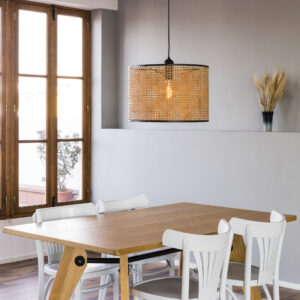 Κρεμαστό Φωτιστικό Mambo Vintage Μονόφωτο Μαύρο E27 ø450 RATTAN FARO – 64315-49