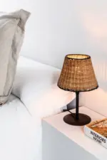 Faro Barcelona SUMBA S Μίνι Επιτραπέζιο Φωτιστικό  E27 σε Μαύρο/Ραττάν 15W   – 64317-71