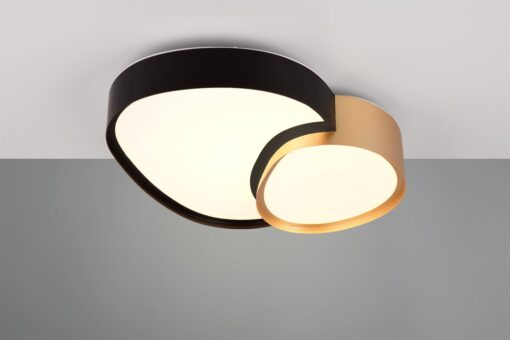 Φωτιστικό Οροφής RISE Trio Lighting LED 21W 2400lm CCT Dimmable Με Τηλεχειριστήριο  Μαύρο-Χρυσό – 647510280