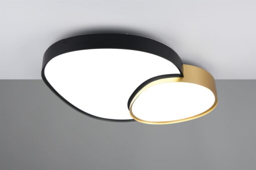 Φωτιστικό Οροφής RISE Trio Lighting LED 45W 5300lm CCT Dimmable Με Τηλεχειριστήριο Μαύρο Ματ-Χρυσό – 647519280