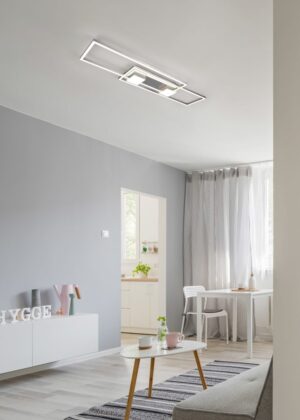 LED Φωτιστικό Οροφής ALBANY Νίκελ Ματ 37W 4300lm CCT Dimmable με Τηλεχειριστήριο Trio Lighting – 647710407