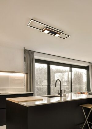 LED Φωτιστικό Οροφής ALBANY Μαύρο Ματ 37W 4300lm CCT Dimmable με Τηλεχειριστήριο Trio Lighting – 647710432