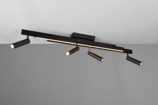 Φωτιστικό Οροφής Zeno Πτυσόμενο Μαύρο Ματ με 4x650lm LED Spot Μαύρα & Γραμμικό 1500lm CCT Dimmable με Τηλεχειριστήριο Trio Lighting – 648310532