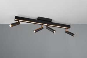 Φωτιστικό Οροφής Zeno Πτυσόμενο Μαύρο Ματ με 4x650lm LED Spot Μαύρα & Γραμμικό 1500lm CCT Dimmable με Τηλεχειριστήριο Trio Lighting – 648310532