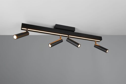 Φωτιστικό Οροφής Zeno Πτυσόμενο Μαύρο Ματ με 4x650lm LED Spot Μαύρα & Γραμμικό 1500lm CCT Dimmable με Τηλεχειριστήριο Trio Lighting – 648310532