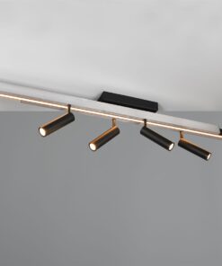 Φωτιστικό Οροφής Zeno Πτυσόμενο Βουρτσιμένο Αλουμίνιο με 6x650lm LED Spot Μαύρα & Γραμμικό 2200lm CCT Dimmable με Τηλεχειριστήριο Trio Lighting – 648310705