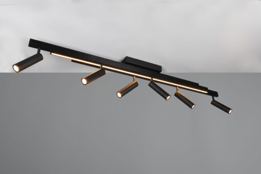 Φωτιστικό Οροφής Zeno Πτυσόμενο Μαύρο Ματ με 6x650lm LED Spot & Γραμμικό 2200lm CCT Dimmable με Τηλεχειριστήριο Trio Lighting – 648310732