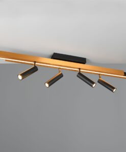 Φωτιστικό Οροφής Zeno Πτυσόμενο Χρυσό/ Μαύρο με 6x650lm LED Spot Μαύρα & Γραμμικό 2200lm CCT Dimmable με Τηλεχειριστήριο Trio Lighting – 648310780