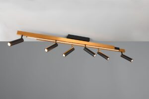 Φωτιστικό Οροφής Zeno Πτυσόμενο Χρυσό/ Μαύρο με 6x650lm LED Spot Μαύρα & Γραμμικό 2200lm CCT Dimmable με Τηλεχειριστήριο Trio Lighting – 648310780