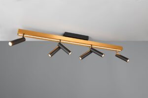 Φωτιστικό Οροφής Zeno Πτυσόμενο Χρυσό/ Μαύρο με 6x650lm LED Spot Μαύρα & Γραμμικό 2200lm CCT Dimmable με Τηλεχειριστήριο Trio Lighting – 648310780