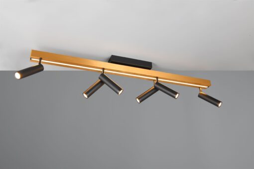 Φωτιστικό Οροφής Zeno Πτυσόμενο Χρυσό/ Μαύρο με 6x650lm LED Spot Μαύρα & Γραμμικό 2200lm CCT Dimmable με Τηλεχειριστήριο Trio Lighting – 648310780