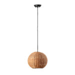 Faro Barcelona HAKA 300 Κρεμαστό Φωτιστικό E27 σε Μαύρο/Ραττάν 15W   – 65134-74
