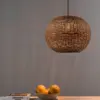 Faro Barcelona HAKA 300 Κρεμαστό Φωτιστικό E27 σε Μαύρο/Ραττάν 15W   – 65134-74