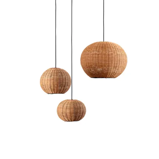 Faro Barcelona HAKA 530 Κρεμαστό Φωτιστικό E27 σε Μαύρο/Ραττάν 15W   – 65134-75