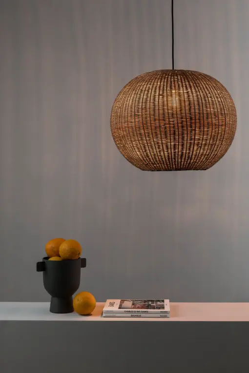 Faro Barcelona HAKA 530 Κρεμαστό Φωτιστικό E27 σε Μαύρο/Ραττάν 15W   – 65134-75