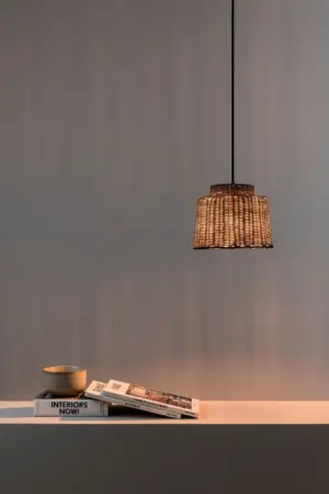 Faro Barcelona SAIPAN Κρεμαστό Φωτιστικό E27 σε Μαύρο/Ραττάν – 65134-76