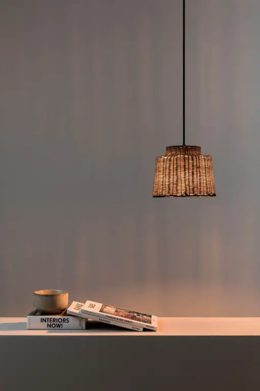 Faro Barcelona SAIPAN Κρεμαστό Φωτιστικό E27 σε Μαύρο/Ραττάν – 65134-76