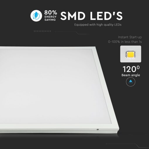 LED Πάνελ Τετράγωνο 2 σε 1 Επιφανειακό-Χωνευτό 60x60cm 25W V-TAC 110° 4000lm Φυσικό 4000K – 6601