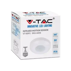 Αισθητήρας κίνησης οροφής λευκό σώμα MAX 200W V-TAC – 6606