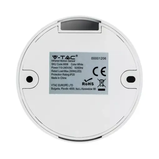 Αισθητήρας κίνησης οροφής λευκό σώμα MAX 200W V-TAC – 6606