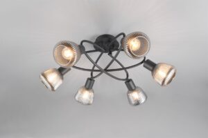 Πολύφωτο Οροφής Μαύρο Ματ & Γυαλί TARIFA 6xE27 Trio Lighting – 662800632