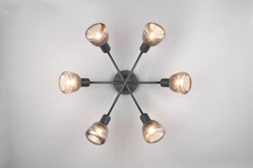Πολύφωτο Οροφής Μαύρο Ματ & Γυαλί TARIFA 6xE27 Trio Lighting – 662800632