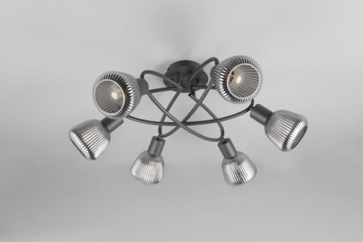 Πολύφωτο Οροφής Μαύρο Ματ & Γυαλί TARIFA 6xE27 Trio Lighting – 662800632