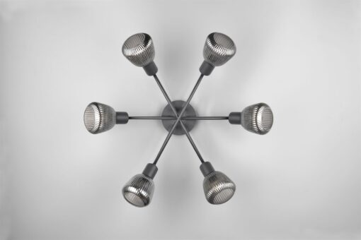 Πολύφωτο Οροφής Μαύρο Ματ & Γυαλί TARIFA 6xE27 Trio Lighting – 662800632