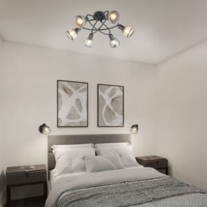 Πολύφωτο Οροφής Μαύρο Ματ & Γυαλί TARIFA 6xE27 Trio Lighting – 662800632