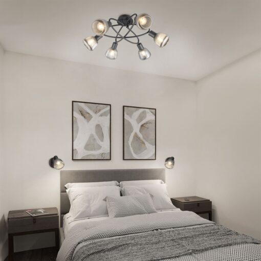 Πολύφωτο Οροφής Μαύρο Ματ & Γυαλί TARIFA 6xE27 Trio Lighting – 662800632