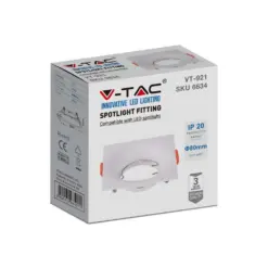 Χωνευτό φωτιστικό Spot GU10 τετράγωνο λευκό V-TAC – 6634