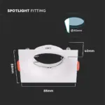 Χωνευτό φωτιστικό Spot GU10 τετράγωνο λευκό V-TAC – 6634