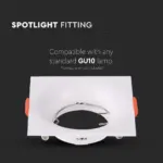 Χωνευτό φωτιστικό Spot GU10 τετράγωνο λευκό V-TAC – 6634