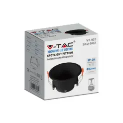 Χωνευτό φωτιστικό Spot GU10 στρογγυλό βαθύ μαύρο V-TAC – 6637