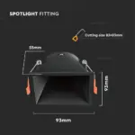 Χωνευτό φωτιστικό Spot GU10 τετράγωνο μαύρο V-TAC – 6639