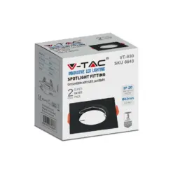 Χωνευτό φωτιστικό Spot GU10 τετράγωνο μαύρο 2 τμχ. V-TAC – 6643