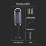 LED ηλιακό φωτιστικό κήπου 5W IP65 θερμό λευκό 3000K με ανιχνευτή κίνησης & φωτός με μαύρο σώμα V-TAC – 6666
