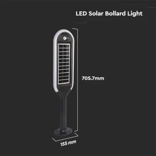 LED ηλιακό φωτιστικό κήπου 5W IP65 θερμό λευκό 3000K με ανιχνευτή κίνησης & φωτός με μαύρο σώμα V-TAC – 6666