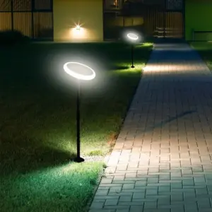 LED ρυθμιζόμενο ηλιακό φωτιστικό κήπου 8W IP65 φυσικό λευκό 4000K με ανιχνευτή φωτός με μαύρο σώμα V-TAC – 6669