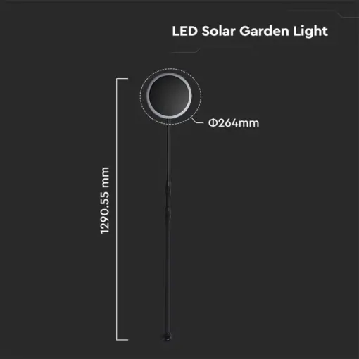 LED ρυθμιζόμενο ηλιακό φωτιστικό κήπου 8W IP65 φυσικό λευκό 4000K με ανιχνευτή φωτός με μαύρο σώμα V-TAC – 6669
