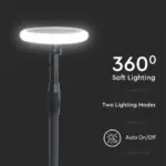 LED ρυθμιζόμενο ηλιακό φωτιστικό κήπου 8W IP65 φυσικό λευκό 4000K με ανιχνευτή φωτός με μαύρο σώμα V-TAC – 6669